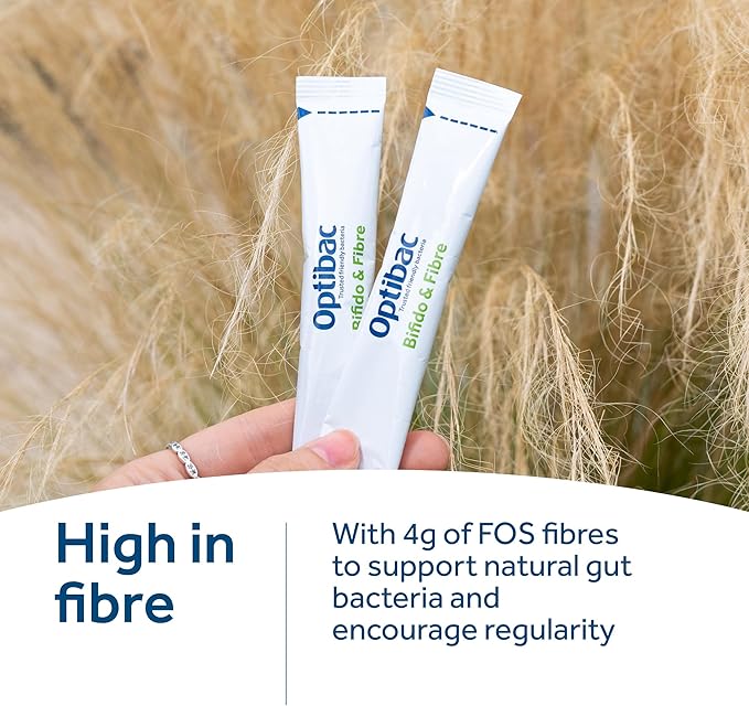 Optibac Probiotics Powder with Bifidobacteria &amp Fibre 30 Sachets 2 Pack | 25 Billion CFU + 4g FOS Fibre | Vegan Probiotic &amp Prebiotic Blend | Shelf Stable &amp Gluten Free | for Everyday Dige