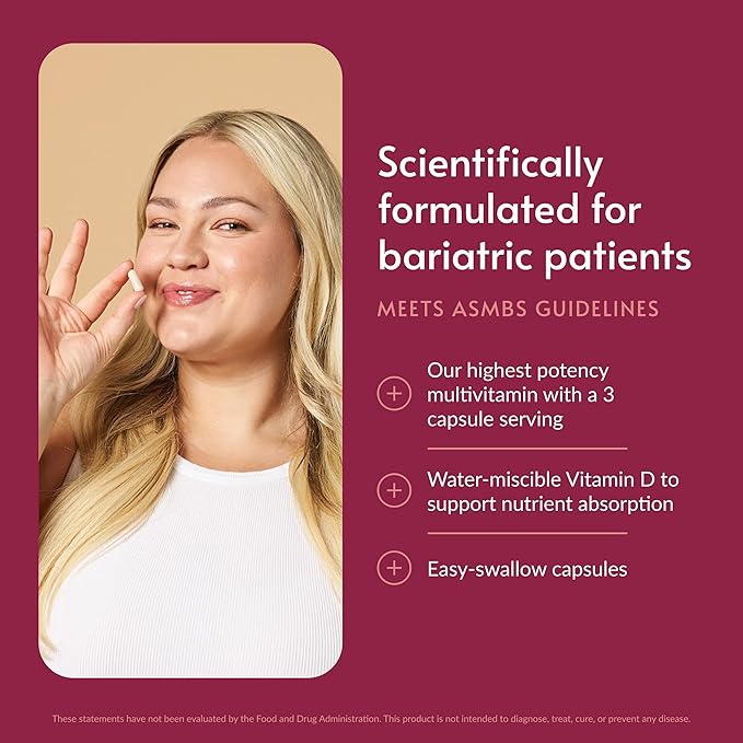 Bariatric Advantage Ultra Multivitamin with Iron - Ultra Multi with Iron - Capsule Format Multivitamin - Provides Full Complex of B Vitamins - with Vitamin C Chromium &amp More - 90 Capsules
