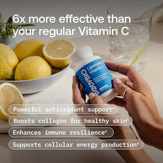 BodyBio Liposomal Vitamin C - Powerful Antioxidant for Immune Support and Cellular Health 1000 mg Pure Ascorbic Acid with Maximum Absorption