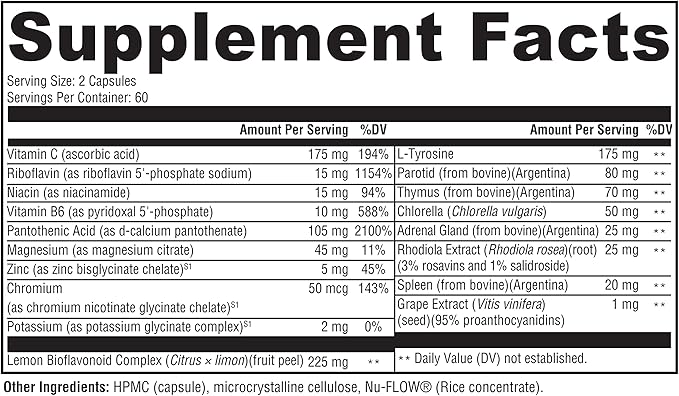 Dr. Westin Childs Thyroid Adrenal Reset Complex | Herbal Support Supplement with Glandulars &amp Rhodiola (adaptogens) for Stress Cortisol Fatigue Energy in Women &amp Men with Hypothyroidism 120