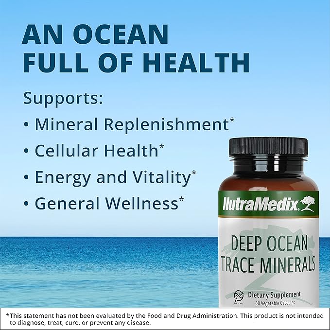 NutraMedix Deep Ocean Trace Minerals 1000mg - Mineral &amp Energy Supplements - Magnesium Zinc Potassium Boron Phosphorus &amp Manganese - Electrolyte Support (60 Capsules) (Pack of 2)