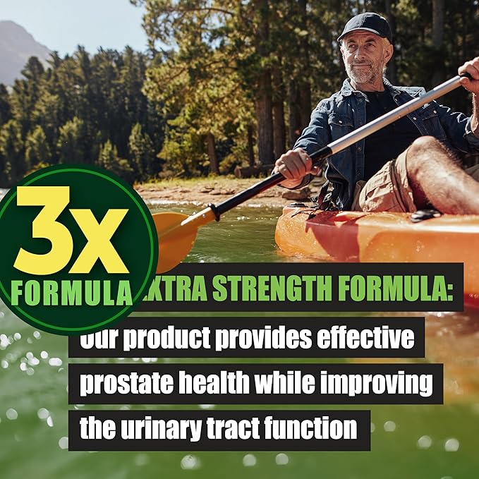 3X Formula Natural Prostate Health Supplements for Men - Saw Palmetto Reduce Nighttime Bathroom Trips + Hair Growth/Hair Loss Prevention 2-Mons (60 Count (Pack of 1))