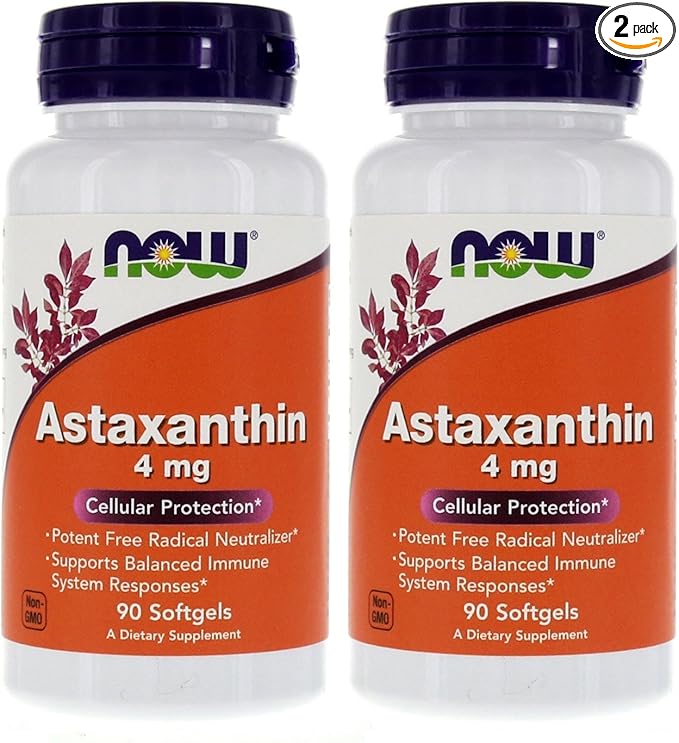 NOW Foods Astaxanthin 4mg 90 Softgels (Cellular Protection) (Pack of 2)