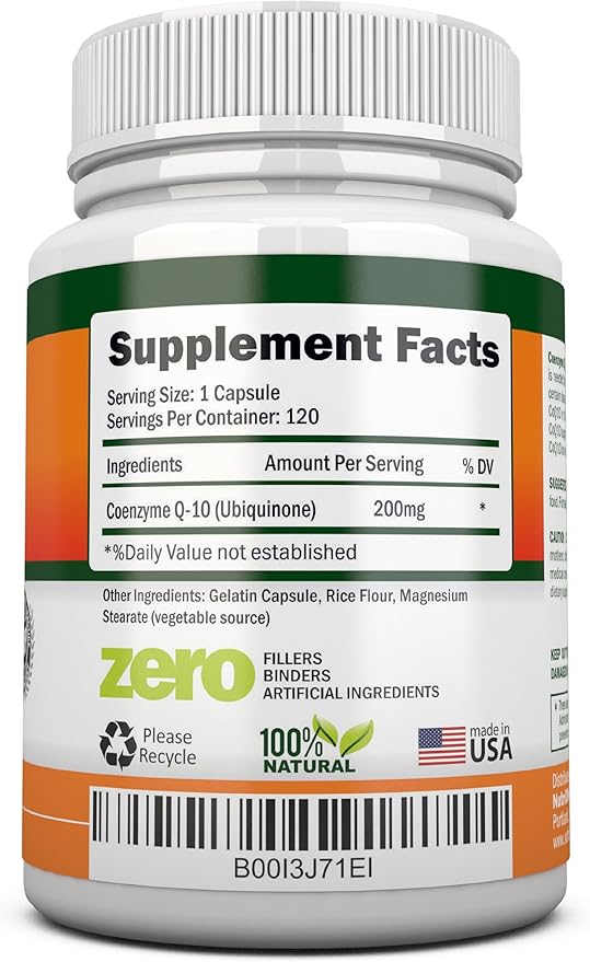 NutriONN CoQ10 200mg (Double Strength) 120 Capsules - High Absorption Coenzyme Q10 - Scientifically Proven Extra Strength CoQ10 Ubiquinone - 4 Month Supply