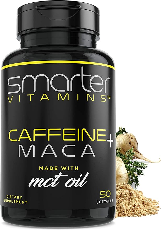 SmarterVitamins Smarter Energy Pills 200mg Caffeine &amp Coconut MCT Oil with Maca Root 50 Liquid Softgels