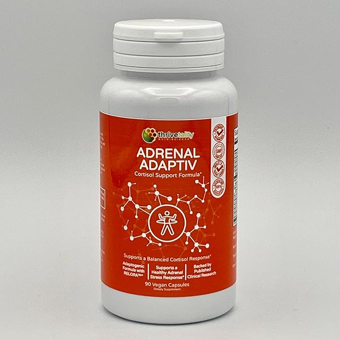 Adrenal ADAPTIV Cortisol Support Formula by Thrivetality | #1 Physician Formulated | Clinically Proven | Adaptogen Blend with RELORA Ashwagandha and Rhodiola