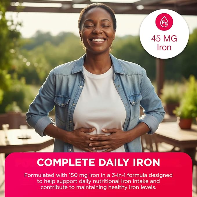 Pharmaris i-max Maintenance Iron Supplement 45mg Elemental Iron-Polyschaccaride Complex + Vitamin C &amp B12 Iron Supplement for Women &amp Men No Artificial Dyes Orange Flavor 100 Chewable Tab