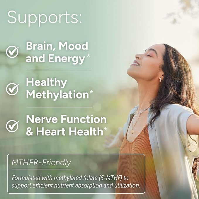 L-Methylfolate 15mg | 5-MTHF (Active B9) with Methyl B12 D3 NAC &amp Taurine | Premium Methylated Folate Supplement for Daily Use | Mood Energy &amp Cognitive Support | 60 Capsules