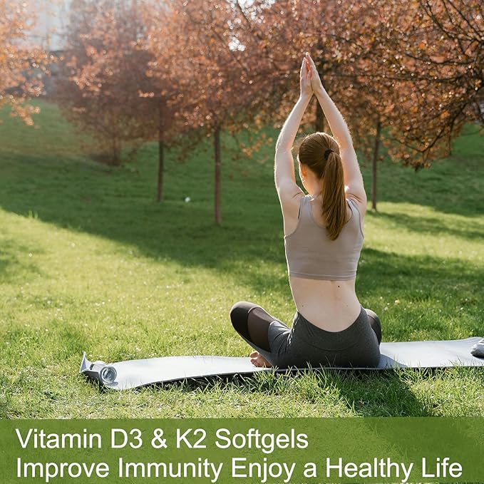 300 Pcs 2 in 1 Vitamin D3 10000 iu Plus K2 (MK-7) 200 mcg Coconut Oil Softgels with Vitamins D &amp K Supports Bone Heart &amp Immune Health - Easy to Swallow &amp Non-GMO