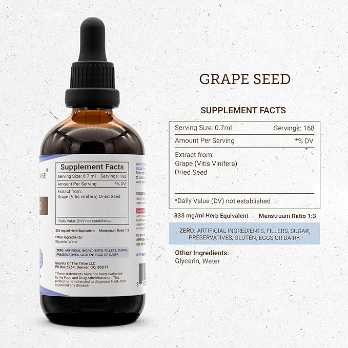 Secrets of the Tribe Grape Seed and Bitter Melon Liquid Extract (2 pcs.) | Alcohol-Free Tinctures | Grape (Vitis vinifera) Dried Seed and Bitter Melon (Momordica charantia) Dried Fruit (2x4 fl oz)