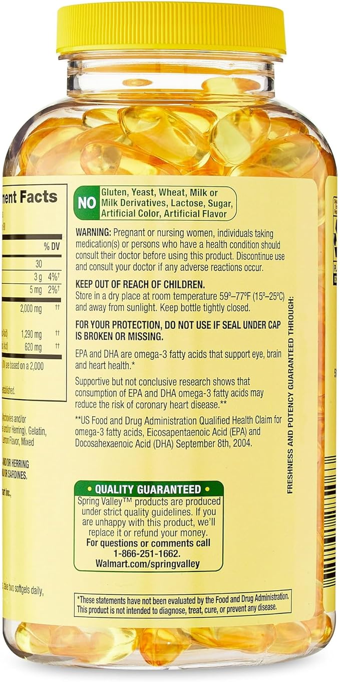 Omega 3 Fish Oil 2000mg- Softgels 180ct (Pack of 1)