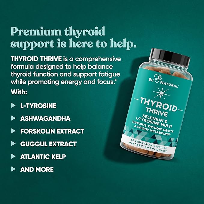 Thrive Energy Support - Naturally Fight Fatigue Balance Hormones Promote Focused Energy - Zinc Selenium Iodine - 60 Vegetarian Soft Capsules