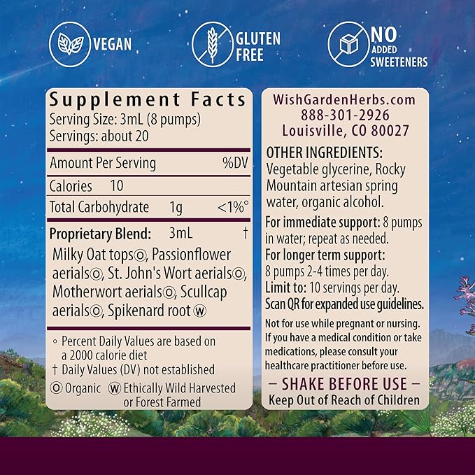 WishGarden Herbs Emotional Ally - Mood Support Tincture with St. John's Wort Passionflower &amp Skullcap - Stress Relief Supplement - Organic Liquid Herbal Extract 2oz