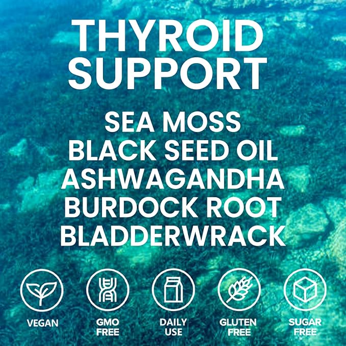 Irish Seamoss Thyroid Hormone Regulator Velestoff Thyroid Support Drops | Sea Moss Black Seed Oil Ashwagandha Burdock Root Bladderwrack Hormone Balance &amp Support - 2 FL.OZ (1 Pcs)