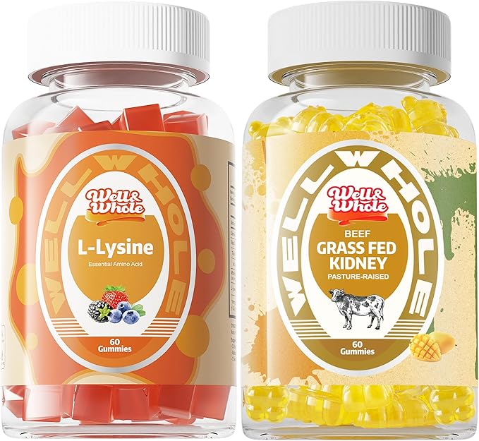 Well&ampWhole L-Lysine Gummies and Grass Fed Beef Kidney Gummies