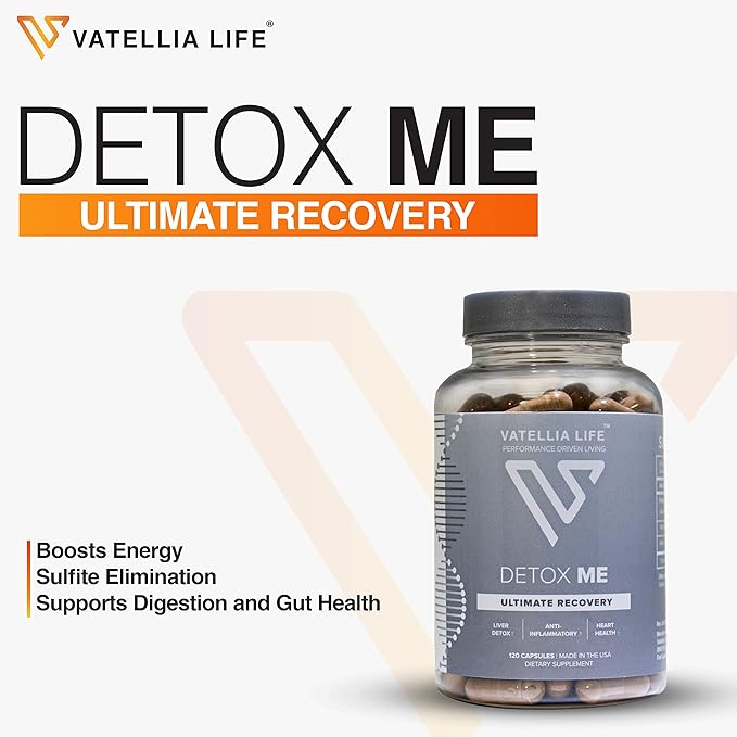 Vatellia Life New from Detox Me - Boosts Energy Sulfite Elimination - Supports Digestion &amp Gut Health - Vitamin K2 (MK-4) Plus B12 Folate - 60 Day Supply - Supplement for Men and Women - 120 Cou