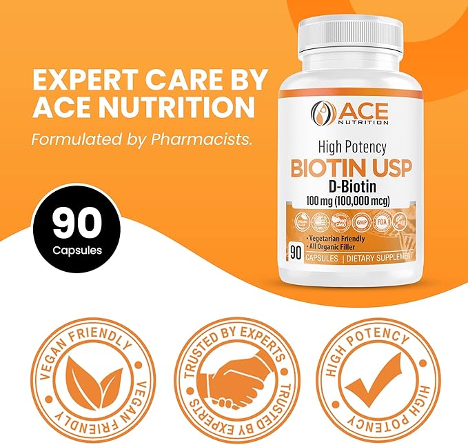 High Potency Biotin USP (D-Biotin) 100mg (100000mcg) (3)