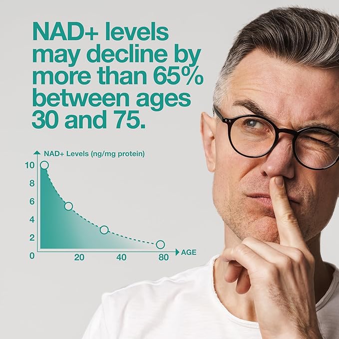 Feelgood Company NAD+ Supplement - Anti-Aging &amp Cellular Energy Support - Supports Energy Cognitive Function &amp Cellular Health - 60 Capsules - NAD+ Precursor