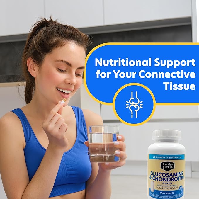 Berkley Jensen Glucosamine Chondroitin MSM Boswellia Complex - Triple Strength Advanced Dietary Supplement for Joints Ligaments Tendons Bones Connective Tissue Support 200 Caplets (Pack of 1)