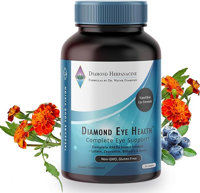 Diamond Eye Health - Natural Vitamins for Complete Eye Support - Healthy Eye Vitamins - Eye Health Vitamins to Help Preserve Aging Eyes - Vegan Gluten-Free Dairy-Free - (90 Count)