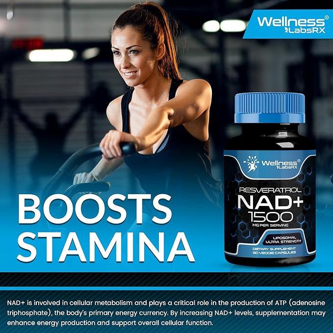 WELLNESS LABSRX Liposomal NAD Supplement 1500mg - USA Made NAD Resveratrol Supplement for Women and Men NAD+ Support Cellular Health Energy &amp Anti Aging - 6 Pack