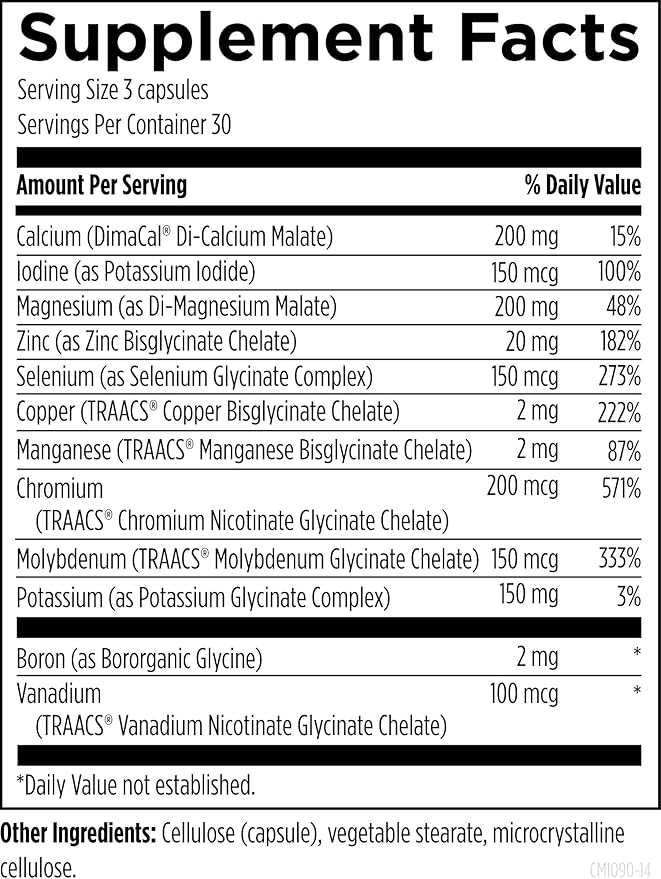 Designs for Health Complete Mineral Complex - Essential + Trace Minerals Supplement with Magnesium Malate Chromium Zinc + More - Iron-Free Multi Minerals Blend - Vegan + Gluten Free (90 Capsules)