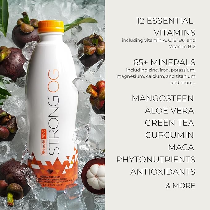 BodePRO Strong OG | Liquid Antioxidant | Magnesium Iron Zinc | Immune Booster | Vitamin C B12 D3 B6 A and E | Vitamins and Minerals | 32fl.oz.
