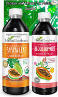 Papaya Leaf Extract Bundle - Digestive and Blood Support Combo 2 Units 12oz and 16oz Non GMO - Herbal Goodness
