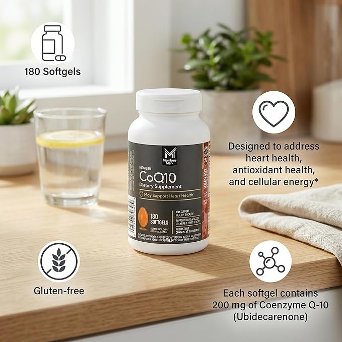 CoQ10 200mg Softgels 180 Count Coenzyme Q10 (Ubidecarenone) Co Q 10 200 Mg Q10 Daily Use Format