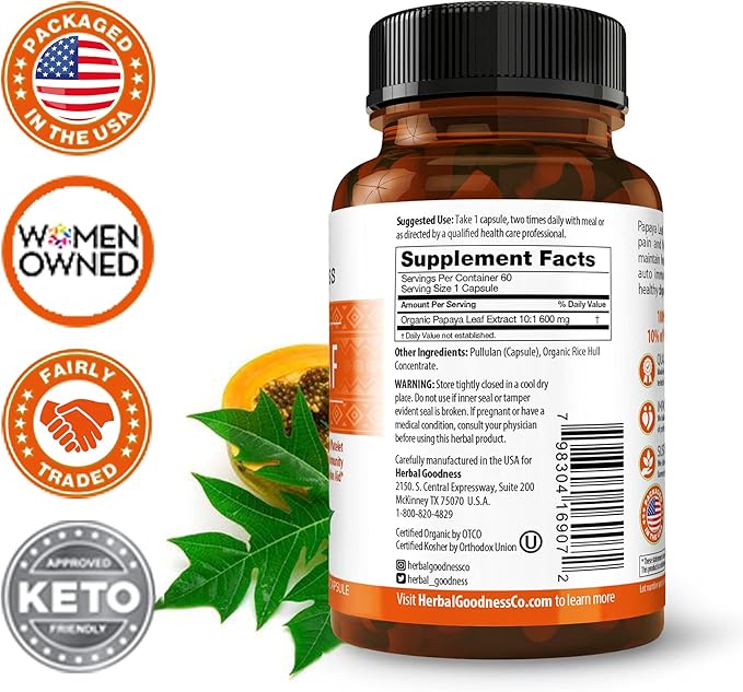 Papaya Leaf Extract for Platelets &amp Papaya Enzyme Bundle – 10X Digestive Capsules &amp 15X Liquid Platelet Support – Immune Gut and Digestive Health