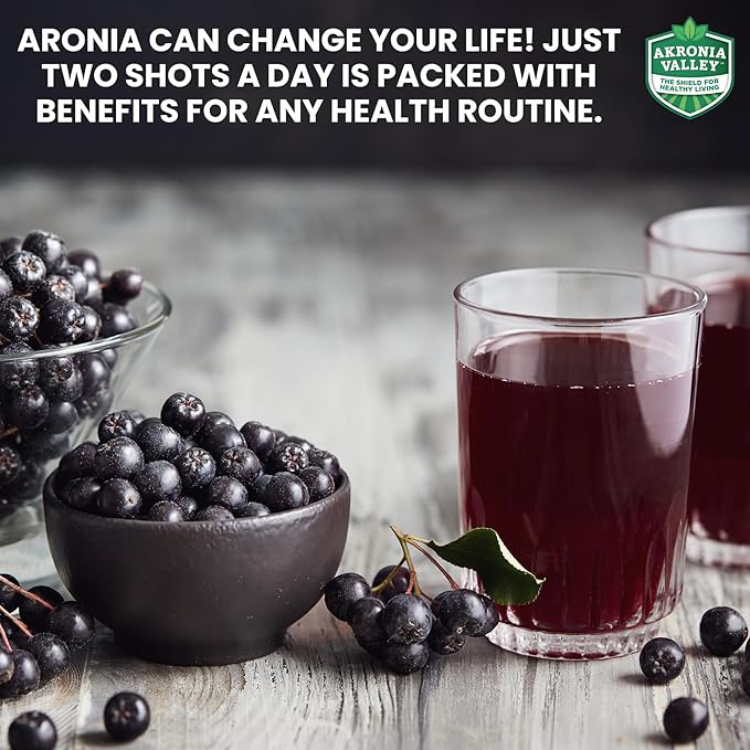 100% Aronia Berry Juice - Highest Antioxidant Superfood | 16 Fl Oz (Pack of 12) 110 Servings | Gluten-Free No Sugar Non-GMO Chokeberry Juice