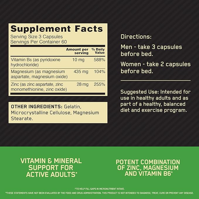 Optimum Nutrition Muscle Recovery and Endurance Supplement for Men and WomenZinc-and Magnesium Supplement180 Count (Pack of 2)