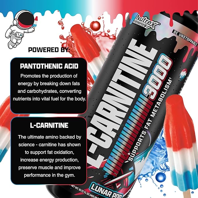 Nutrex Research Liquid Carnitine 3000 | Premium Liquid Carnitine Stimulant Free 31srv Oz (Lunar Pop)