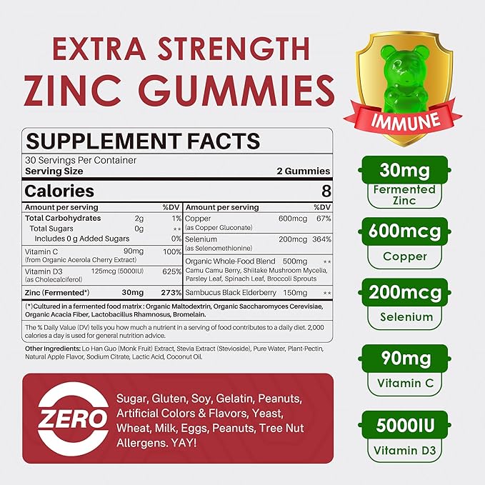 LILICARE Sugar Free Zinc Gummies 2 Pack + Glucosamine Chondroitin Gummies 2 Pack