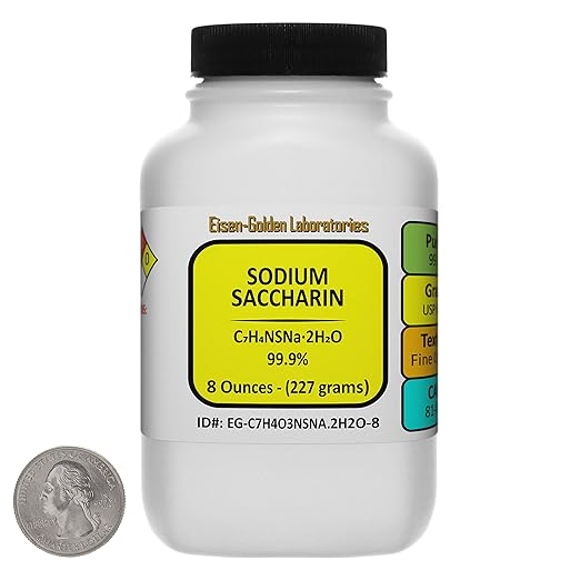 Sodium Saccharin [C7H4O3NSNa.2H2O] 99.9% USP Food Grade Crystals 8 Oz