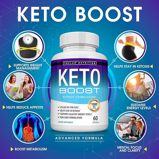 Keto Boost Diet Pills Ketosis Supplement - Natural Exogenous Keto Formula Support Energy &amp Focus Advanced Ketones for Ketogenic Diet for Men Women