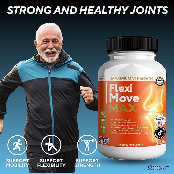FlexiMove Max Joint Support Supplement Glucosamine Turmeric Chondroitin 60 Capsules (3)