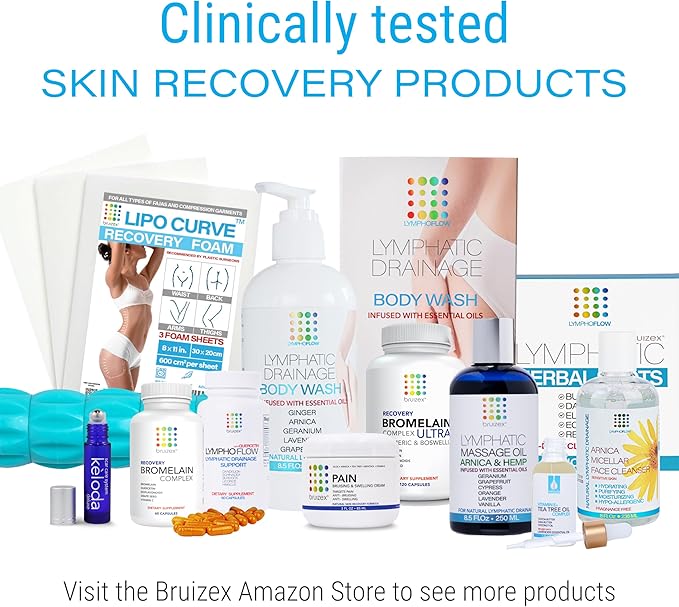 Bruizex Bromelain &amp Quercetin Recovery Complex - Post Surgery Recovery Bruising Swelling Relief Lymphatic Drainage - Post 360 lipo BBL Liposuction Tummy Tuck - Non GMO - 60 Capsules