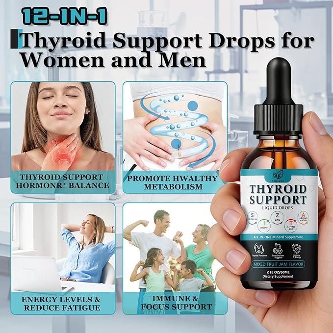 Thyroid Support For Women &amp Men Liquid Drops.Thyroid Supplement Drops With Selenium Zinc Iodine L-Tyrosine Ashwagandha For Energy &amp Metabolism Support Hormone BalanceVeganAdditives Free - 2
