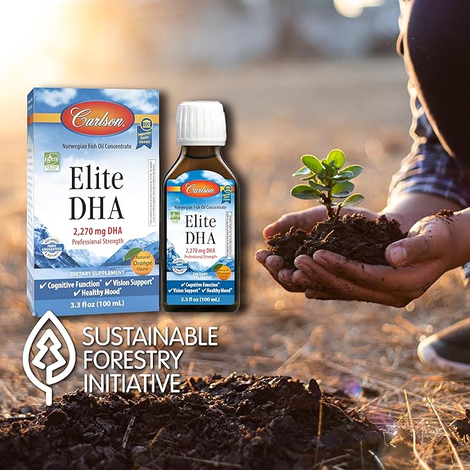 Carlson - Elite DHA 2270 mg DHA Professional Strength Norwegian Fish Oil Concentrate Cognitive Function &amp Vision Support Orange 100 mL