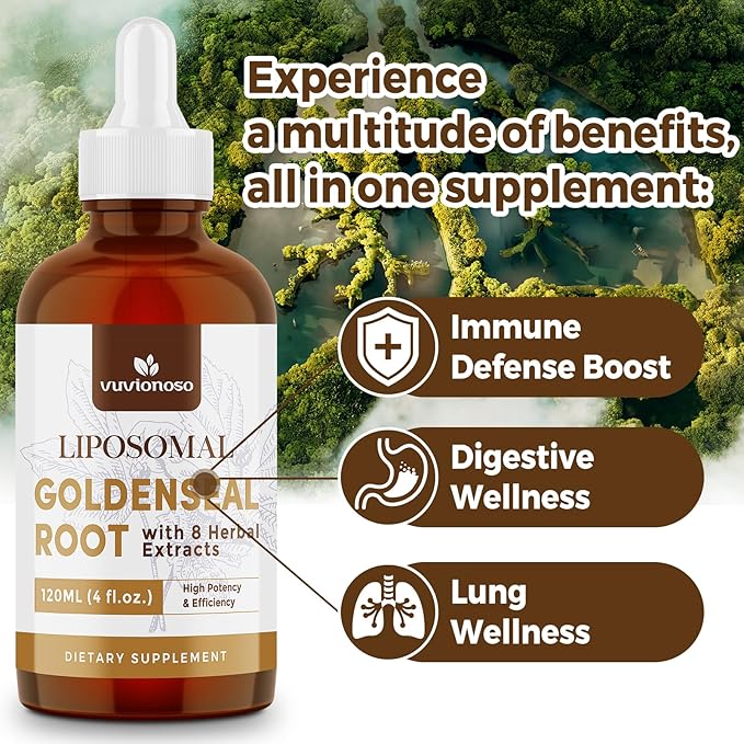 Golden Seal Tincture 3000mg - Goldenseal Root for Immune &amp Lung Care - Sugar-Free Vegan Fast Absorbing - Echinacea &amp Goldenseal Liquid Extract 120 mL (2 Pack)