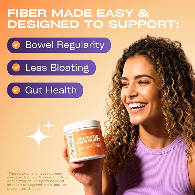 GOBIOTIX Fiber Supplement Powder with Prebiotics for Digestive Health and GLP-1 Support Soluble Fiber for Gut Health &amp Debloat Keto Vegan Gluten &amp Sugar Free 35 Servings (3 Pack)