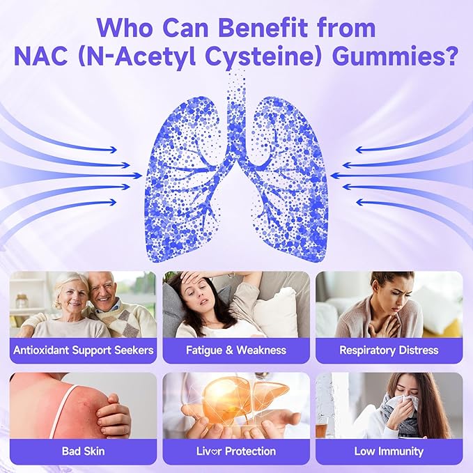 2 Pack NAC Gummies for Kids &amp Adults NAC Supplement N Acetyl Cysteine 200mg for Antioxidants &amp Immune Support Non-GMO Gluten-Free Vegan Sugar Free Blueberry Flavor 120 Count