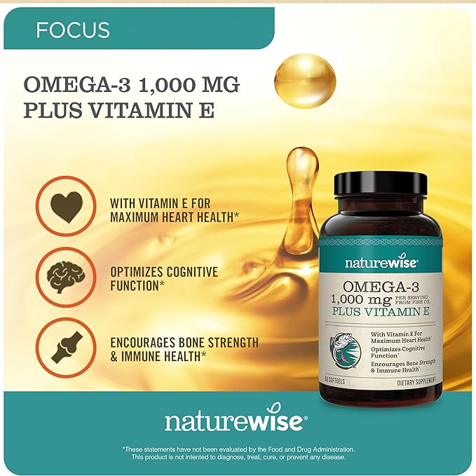 NatureWise 1000mg Omega 3 600mg EPA 400mg DHA with Vitamin E 180ct &amp Vitamin B Complex for Cellular Energy 60 Softgels[2-Month]