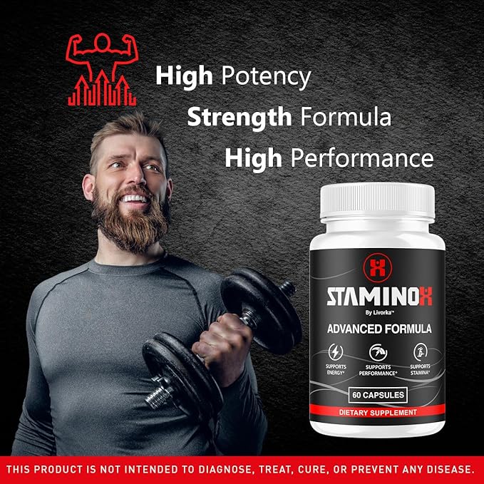Staminox Capsules - Official Staminox Pills Advanced Supplement Support - Maximum Strength All Natural Premium Formula for Overall Health &amp Wellness Reviews 60 Capsules for 1 Month
