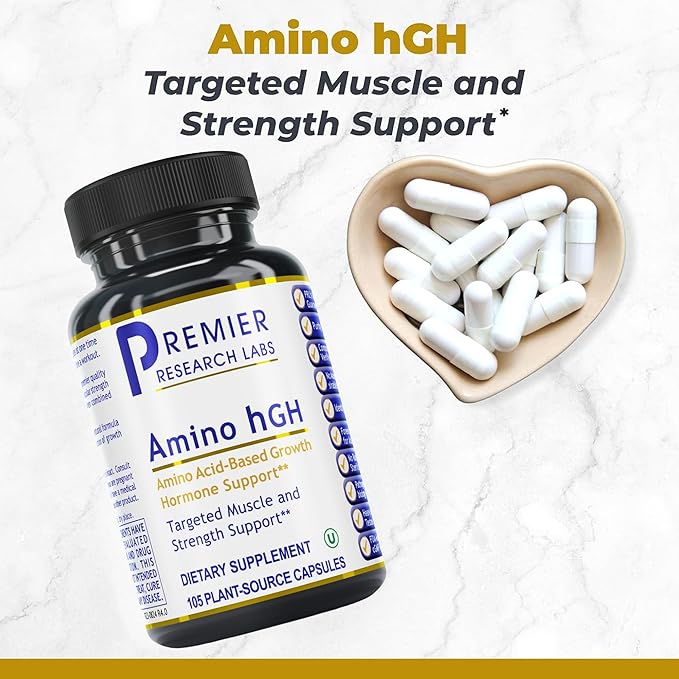 Premier Research Labs Amino HGH - HGH Supplements for Men HGH Supplements for Women Amino Acids L-Arginine L-Lysine HGH Enhancer Support Human Growth Hormone and Muscle Growth - 105 Capsules