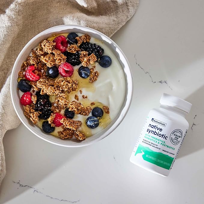 NativePath Complete Synbiotic - Pre Pro &amp Postbiotic 3-in-1 for Gut Health &amp Digestive Support - 10 Billion CFU 30 Servings