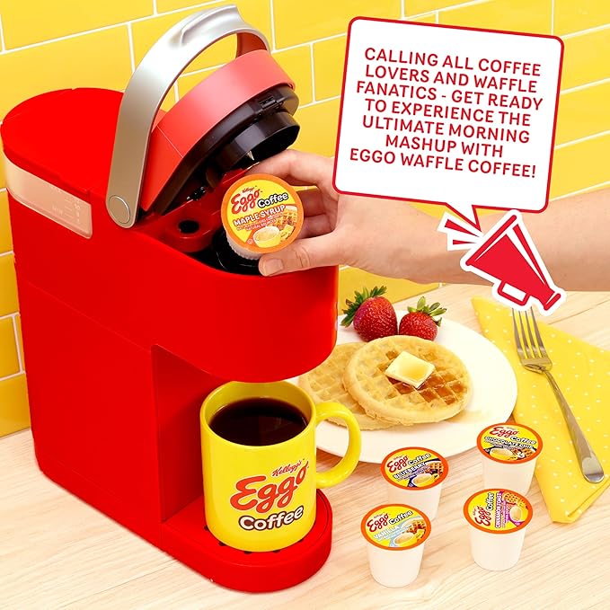 Eggo Beverages Waffle Flavored Coffee Pods Variety Pack Sampler for Keurig K Cup Brewers Fair Trade Certified 40 Count – Chocolate Chip Cinnamon Maple Syrup Blueberry Vanilla