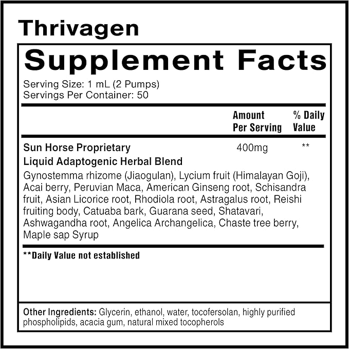 Quicksilver Scientific Thrivagen - Women's Health Supplement with 15 Energy Hormone Balance &amp Adrenal Support Botanicals - Adaptogenic Herbs with Shatavari Rhodiola &amp Maca Root (1.7oz / 50ml