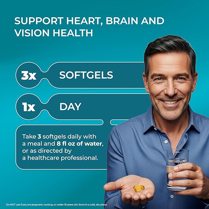 PUREHEALTH RESEARCH Complete Omega 3 Fish Oil Softgels - Omega-3 Fatty Acid Supplements for Women &amp Men - EPA DHA Supplement for Hearth Brain &amp Vision Support - Non-GMO- 90 Soft Gels